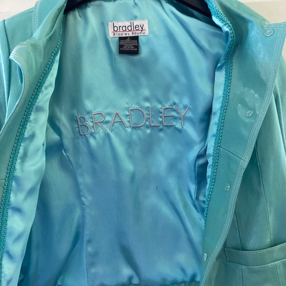 Bradley Bayou Patent Leather 3/4 Sleeve Jacket/Aqua/Size M/EUC!/WORN ONCE!!! - Picture 3 of 3